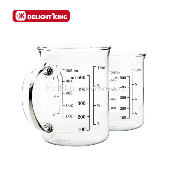 Outils de mesure de tasse à mesurer en verre borosilicaté à haute teneur en 1000 ml